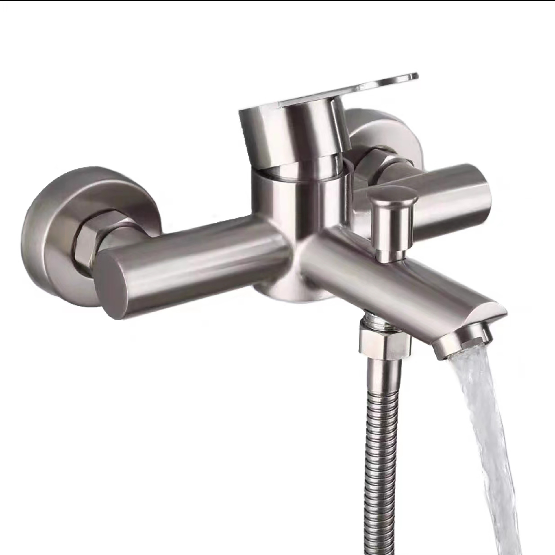 304 stainless steel shower faucet, bathroom concealed three-in-one bathtub, cold and hot water faucet, mixing valve, shower head set Item Picture