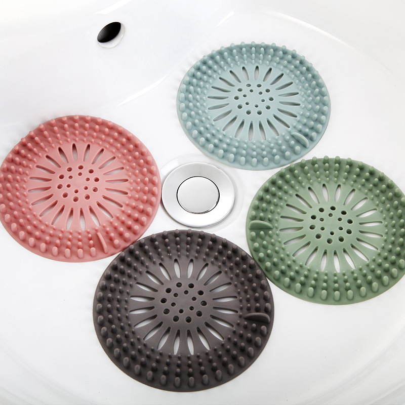 Silicone floor drain cover, bathroom sewer drain outlet, anti-hair odor filter, anti-clogging simple sink cover Application Scenario