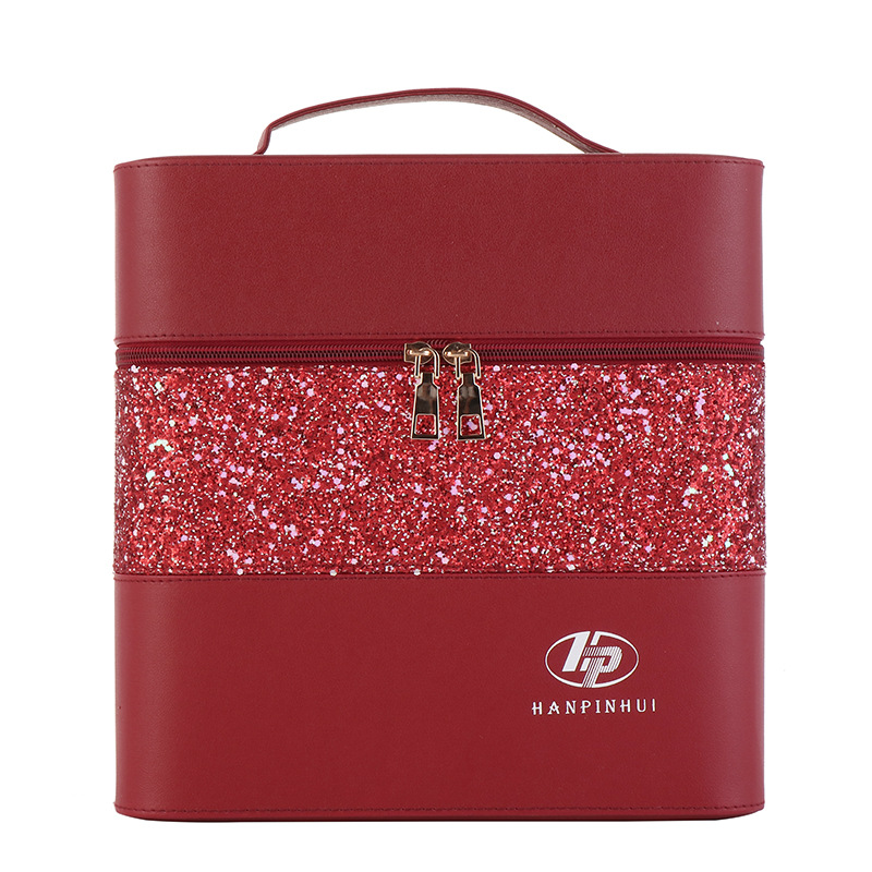 ins' new large-capacity multi-color makeup bag for women, portable and simple cosmetics, multi-layer storage box, popular box, hand-carry Item Picture