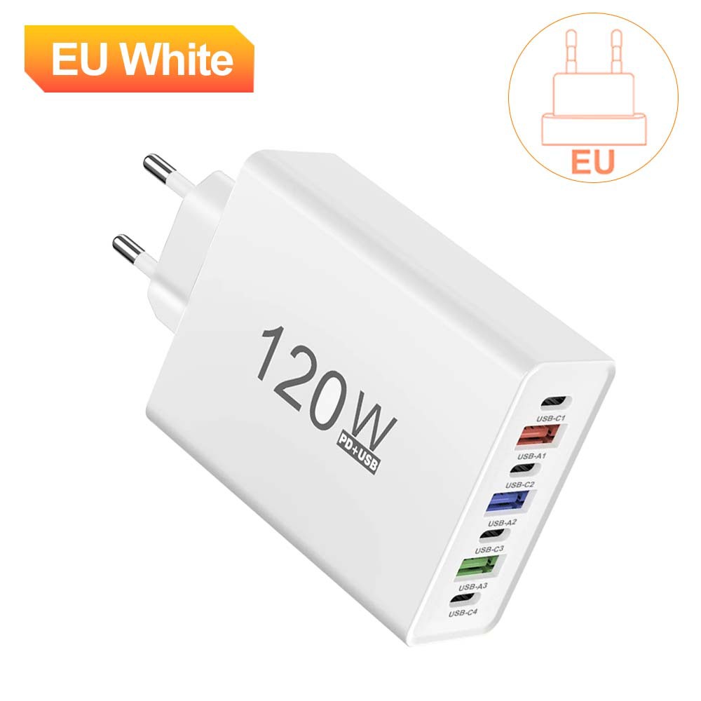 Cross-border wholesale of multi-interface mobile phone charger 4Type-c PD+3USB travel charger 4A charging head Application Scenario