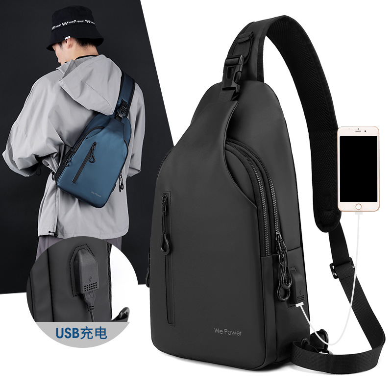 WEPOWER casual men's chest bag, travel single-shoulder crossbody bag, multi-functional trendy brand crossbody bag, messenger bag, men's bag full figure