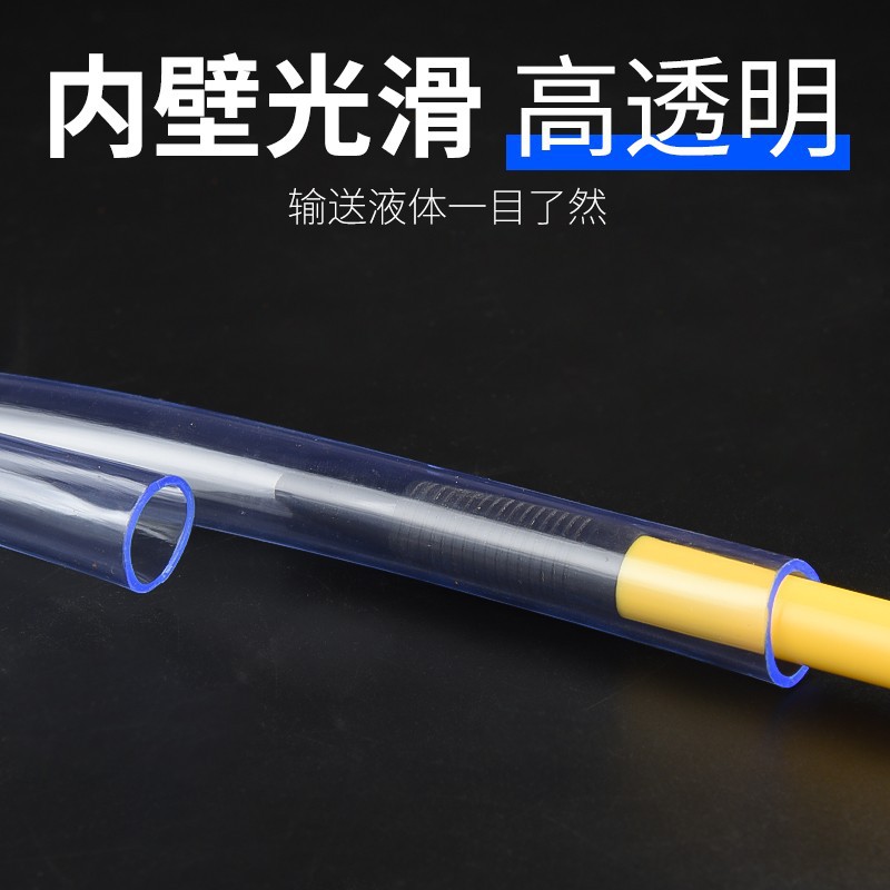 pvc transparent flexible hose, household explosion-proof soft water pipe, flower watering and car washing horizontal pipe, 4-6 fen high-pressure plastic water pipe Specification drawing