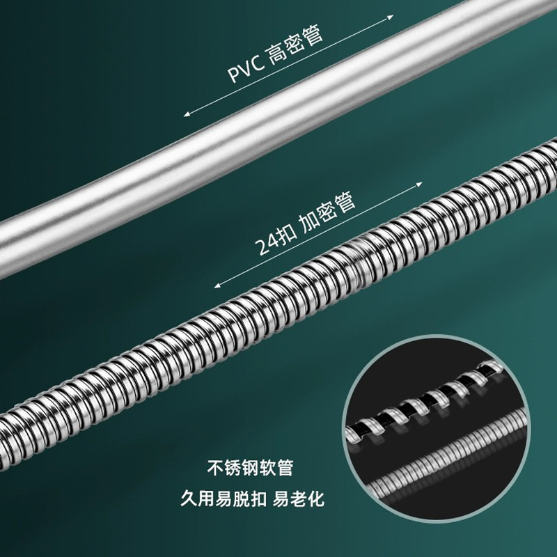 Universal interface for shower head hose, thickened explosion-proof and anti-entanglement PVC lotus pod nozzle, 4-inch hose length customization details Picture