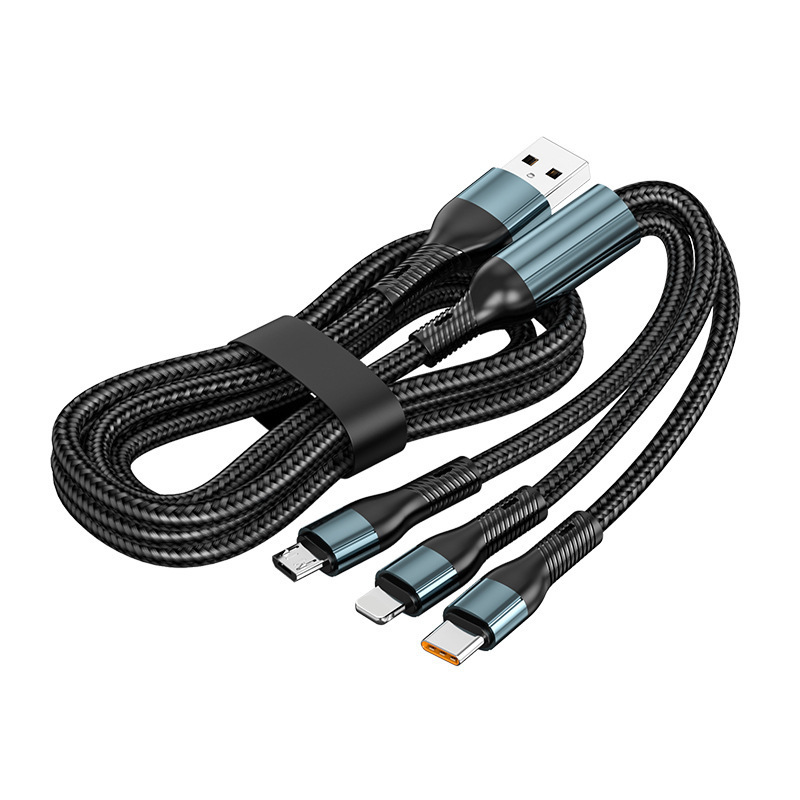 120w charger cable, braided data cable, three-in-one tpyec super fast charging, one-to-three compatible with Huawei Item Picture