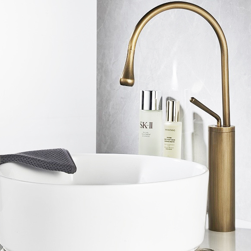 Artistic basin copper water drop countertop basin, high-chromium black and white brushed gold washbasin, cold and hot water faucet source manufacturer full figure