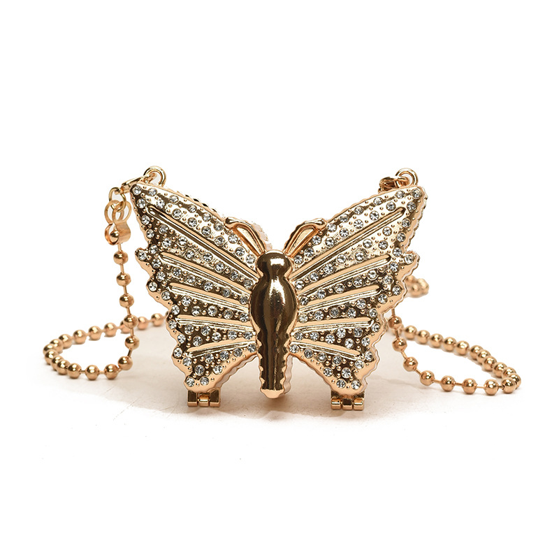 Fashionable and niche butterfly dinner bag for women 2024 new style simple diamond-encrusted chain single-shoulder bag mini red envelope Item Picture
