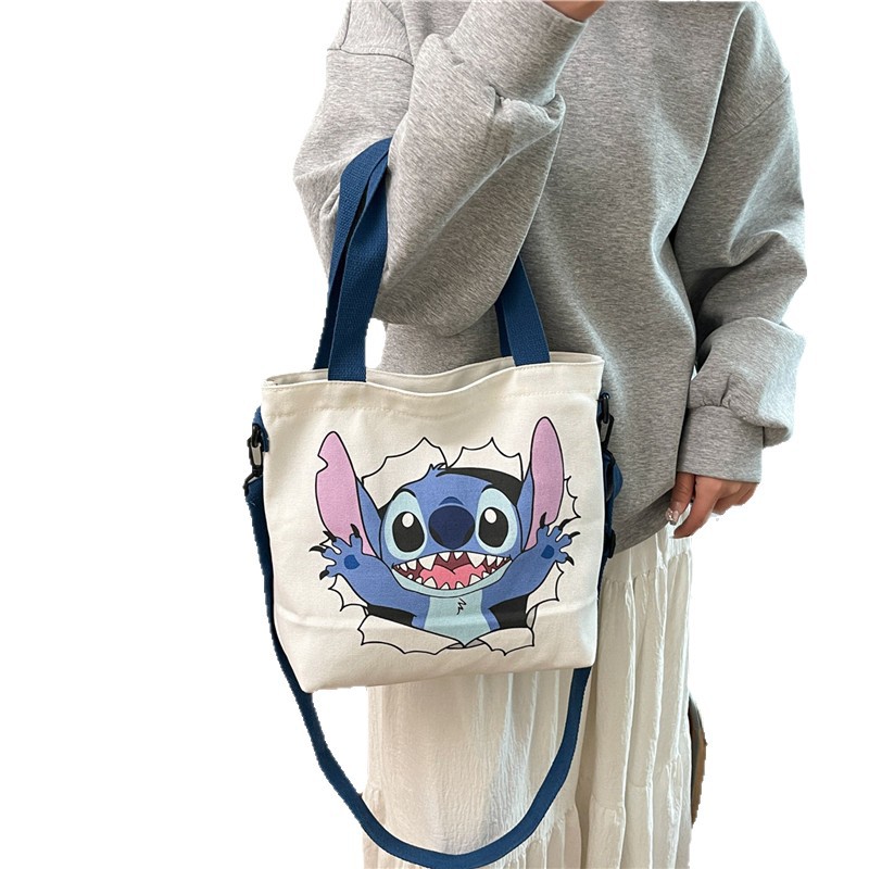 Wholesale of cross-border canvas bags for women, 2025 new style simple and fashionable cartoon printed single-shoulder bags and student tote bags Item Picture