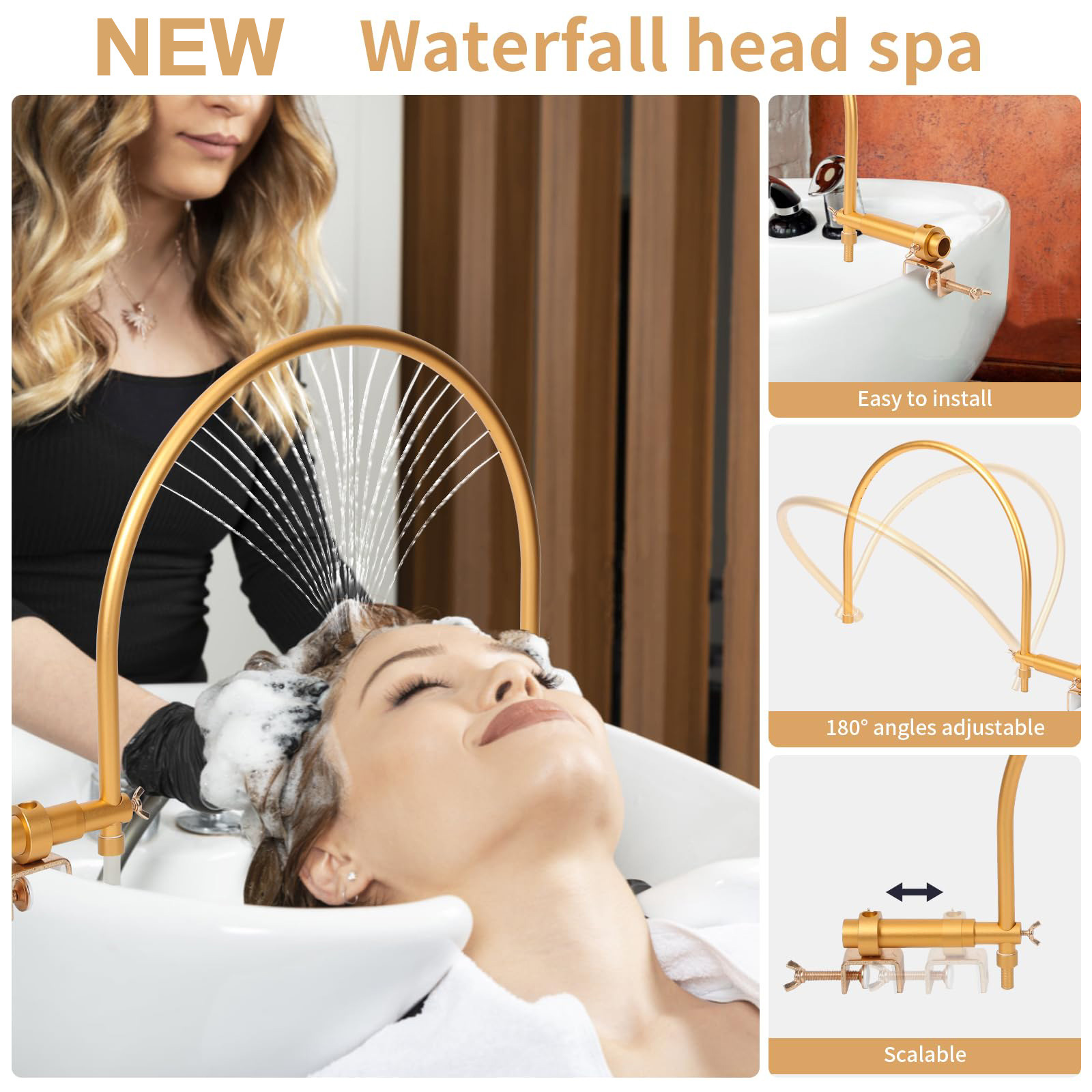The cross-border adjustable water circulation flushing head ceramic basin is equipped with a bent pipe head therapy accessory and a convenient upgraded version of the flushing bed full figure