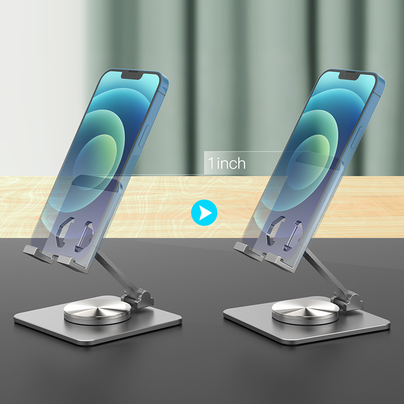 All-aluminum alloy 360-degree rotatable tablet phone stand, lazy person's live streaming and TV series watching desktop phone stand details Picture