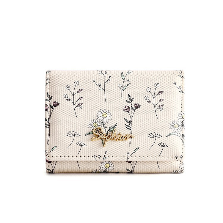 A small Japanese-style Instagram 30% off PU flower and plant short wallet, a fresh and cute coin purse, and a student Korean-style cute card case Item Picture