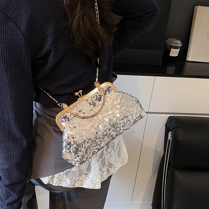 High-end quality and elegant banquet hand-held small bag, women's dinner bag, chain crossbody shell bag, cross-border trend Specification drawing
