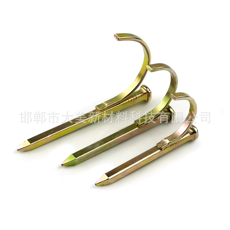 Direct sales from the manufacturer of water pipe hook nails. Hardened color-coated pipe clips, water pipe fixing hook nails, pipe clamps, hook nails, 4 inches, 6 inches, 1 inch Specification drawing