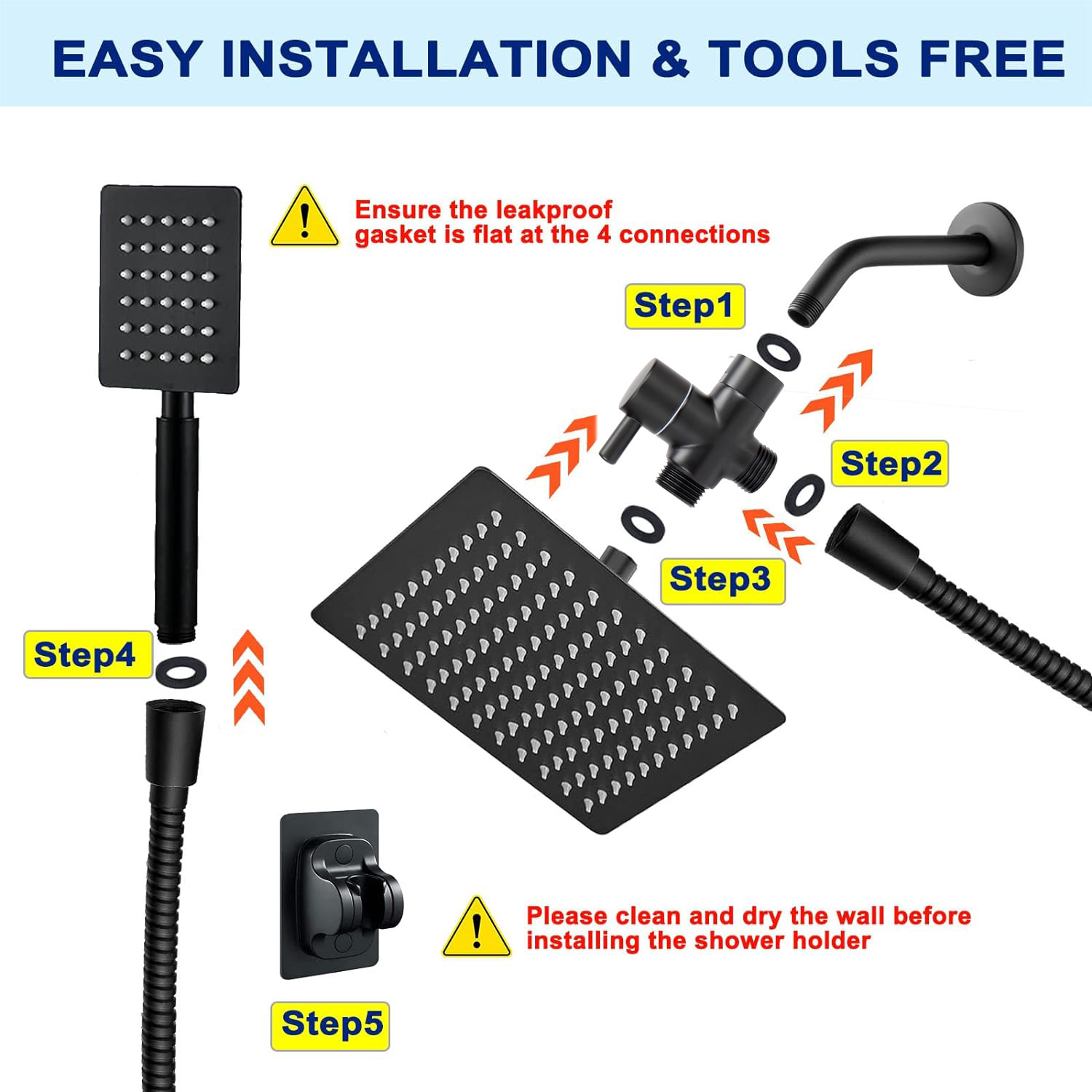 Hot-selling concealed stainless steel shower set and American-style bathroom ceiling square hand-held showerhead set in cross-border foreign trade Application Scenario