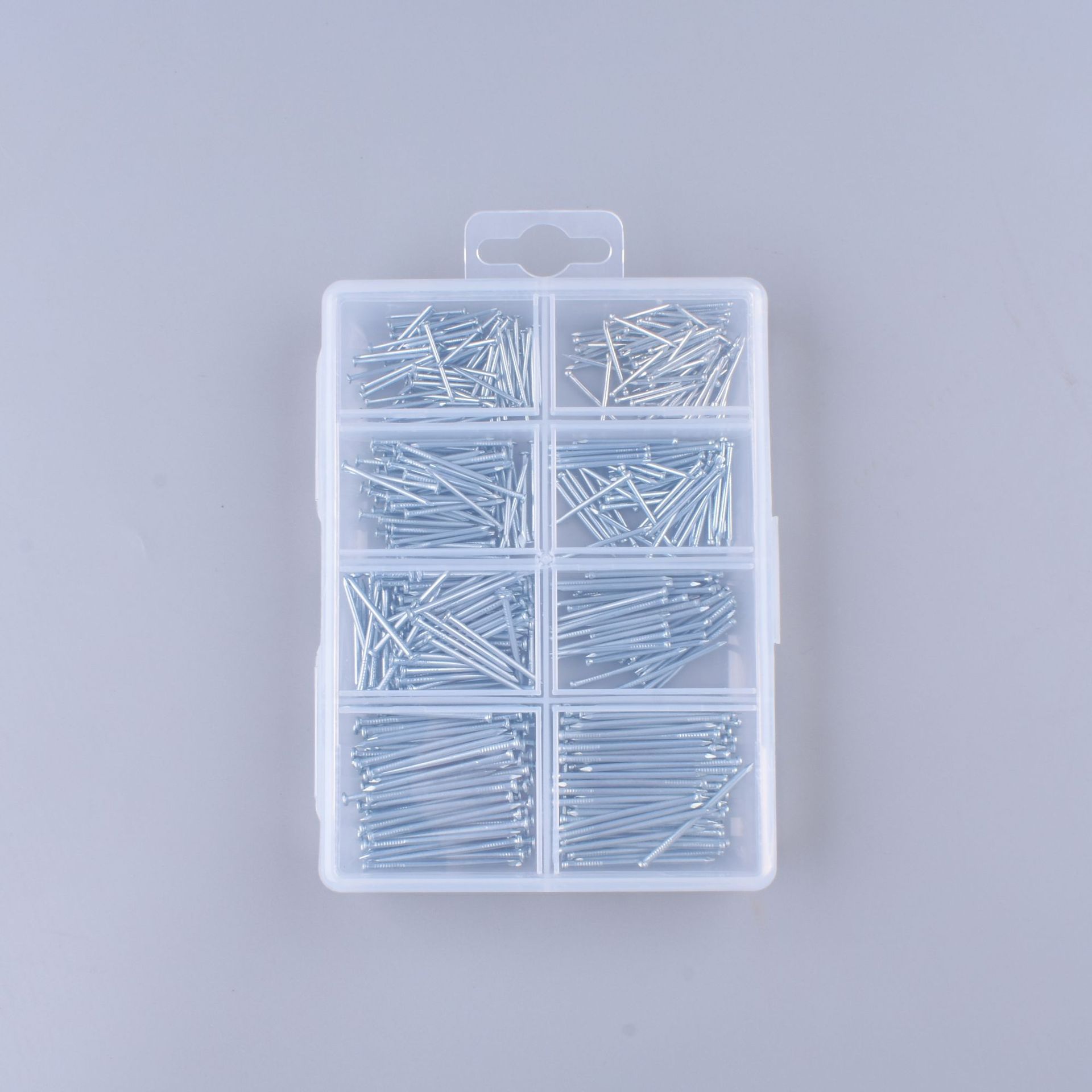 Galvanized iron nail headless set 560pcs household galvanized flat-head nail eco-friendly PP plastic box combination full figure