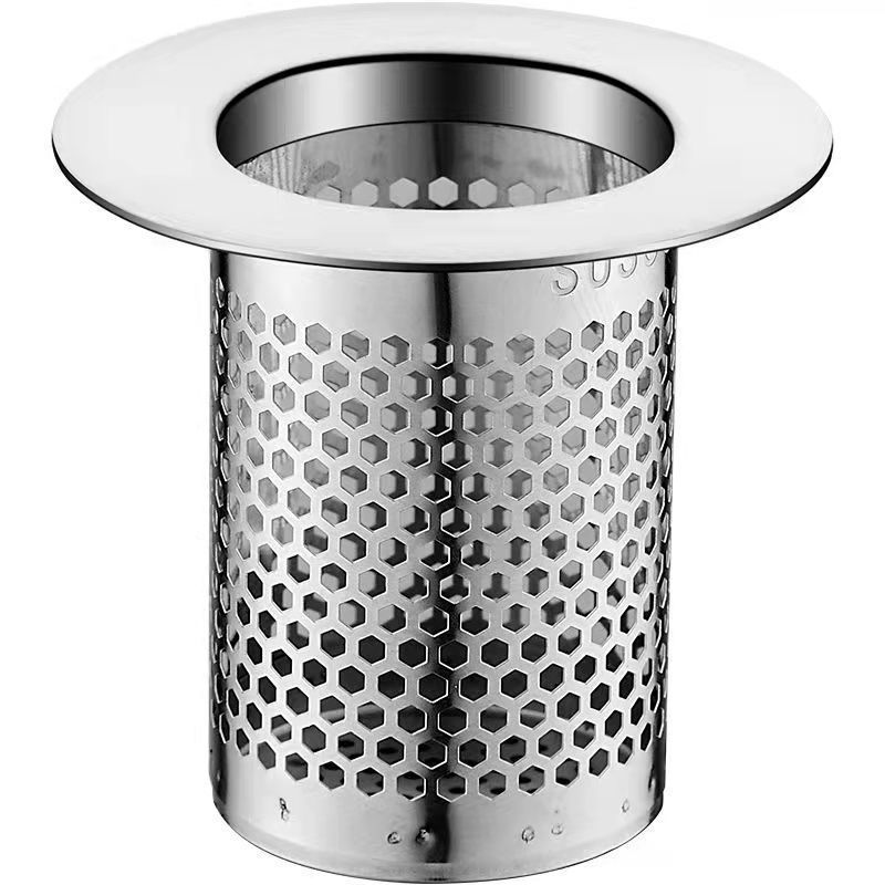 304 filter screen floor drain drain filter screen anti-clogging, cylindrical anti-hair screen surface, bathroom washbasin filter Item Picture