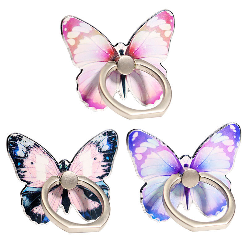 New, cute and creative, butterfly painted and cartoon phone stand with ring buckle in stock for wholesale full figure