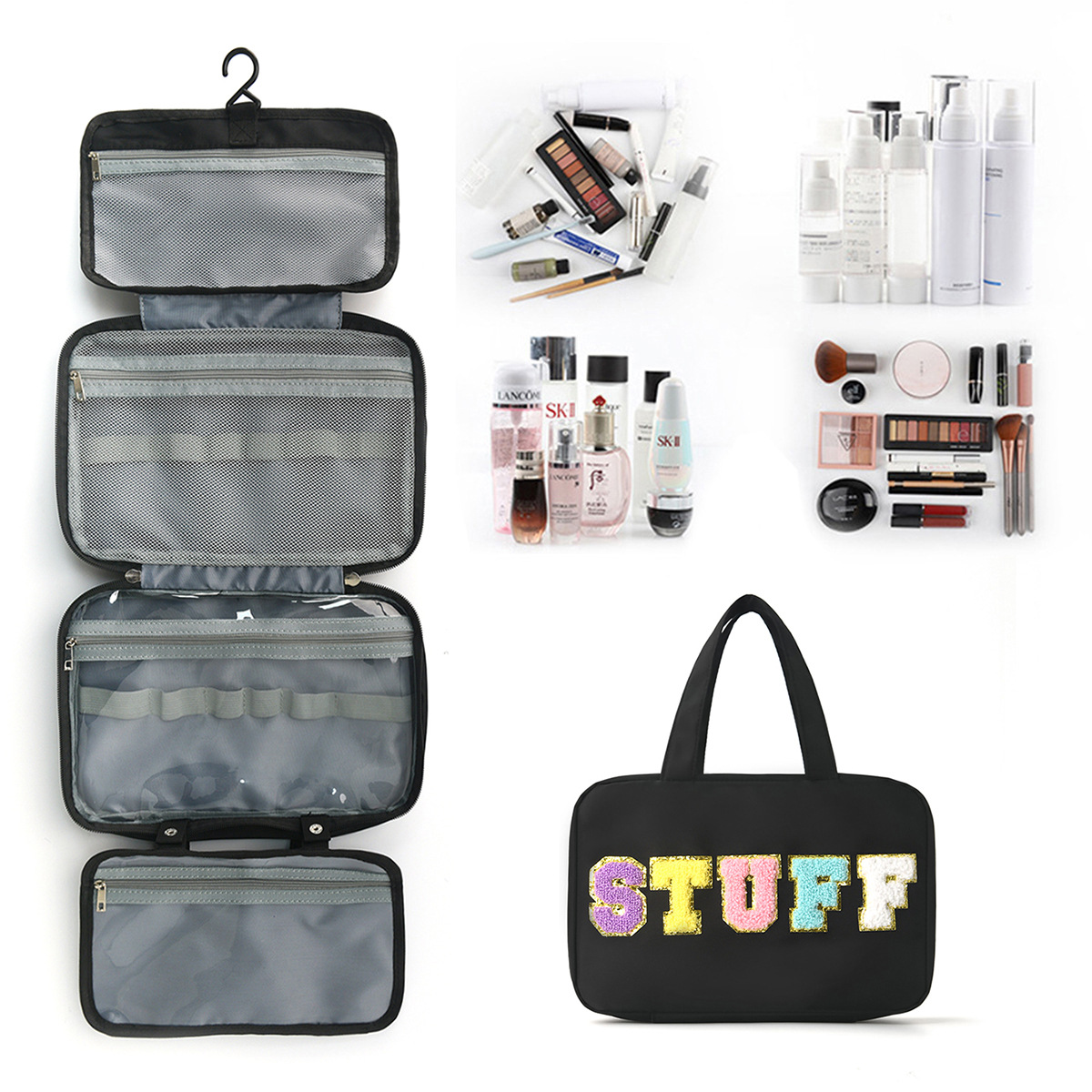 Amazon cross-border 40% off dry and wet separation toiletry bag, hanging one-piece storage, portable toiletry and cosmetics bag full figure