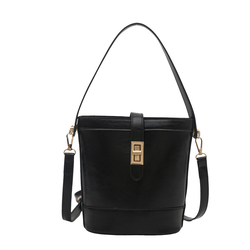 Spring new women's bag, retro style casual bucket bag, texture hand-held small bag, cross-border fashionable single-shoulder crossbody bag Item Picture