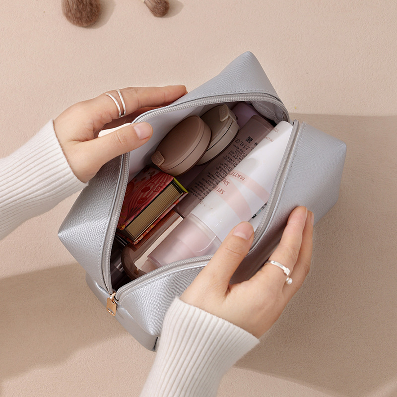 Runhui's new hand-held makeup bag, natural octagonal bag, travel storage bag, makeup bag with large capacity and a high-end feel details Picture