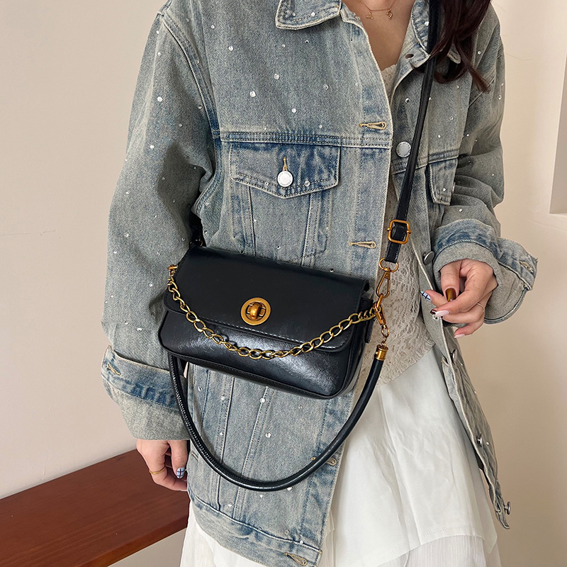 Cross-border high-end handbag for women, 2025 new chain single-shoulder crossbody small square bag, retro and simple underarm bag Specification drawing