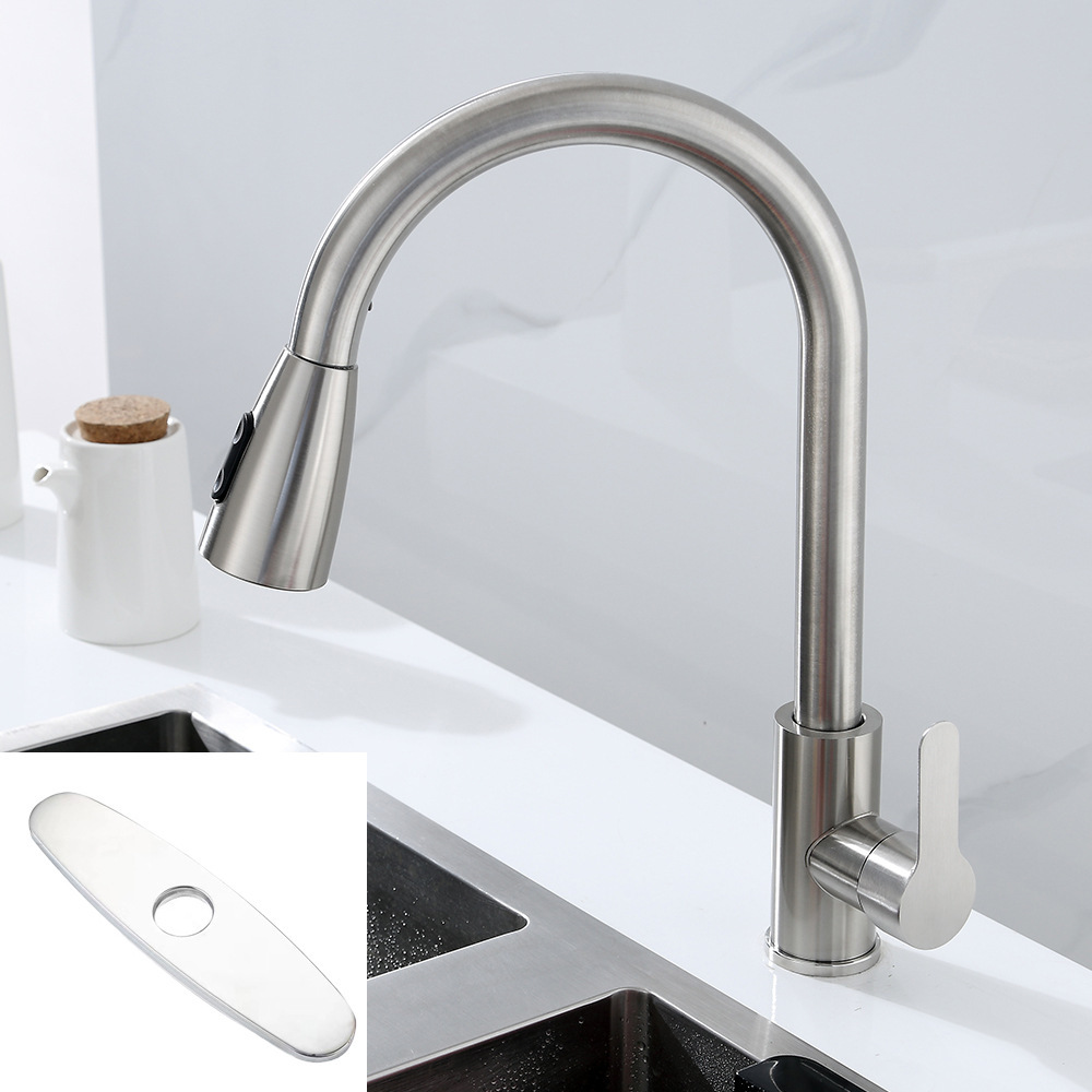 Cross-border stainless steel 304 vegetable basin, pull-out kitchen hot and cold water faucet, bathroom, bathroom, household, retractable and splash-proof details Picture