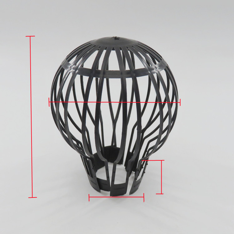 Plastic black rooftop floor drain drainage outlet anti-clogging circular mesh cover, balcony outdoor rainwater, eaves drainage ditch protection cover Specification drawing