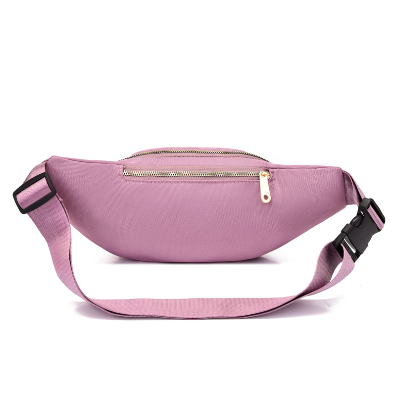 Ladies' embroidered solid-color nylon crossbody bag, single-shoulder outdoor simple running bag, multi-functional sports waist bag wholesale Item Picture