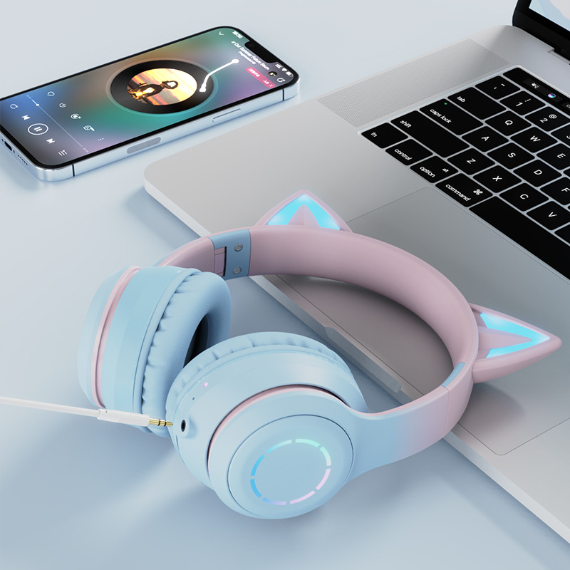 Cross-border bestseller Cat ear over-ear headphones, Bluetooth with ultra-long battery life, gaming Bluetooth headphones, wireless headsets, no latency Specification drawing