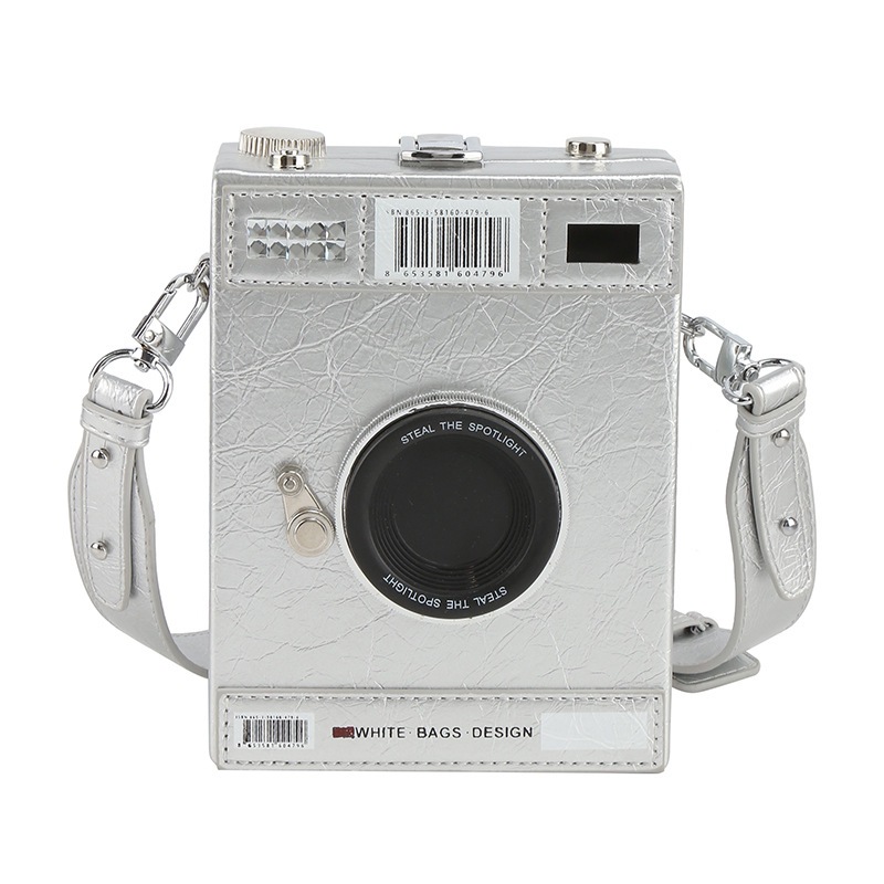 Single-shoulder retro camera box bag, retro oil wax leather design, small square bag with stitching, small square bag camera bag Item Picture