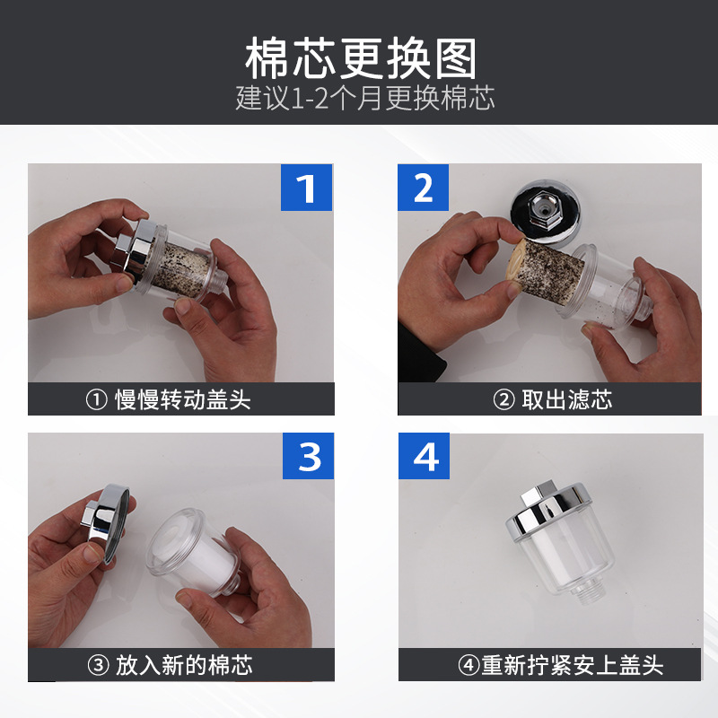 Faucet filter, household tap water purifier, kitchen chlorine removal PP cotton filter element, shower head filter Application Scenario