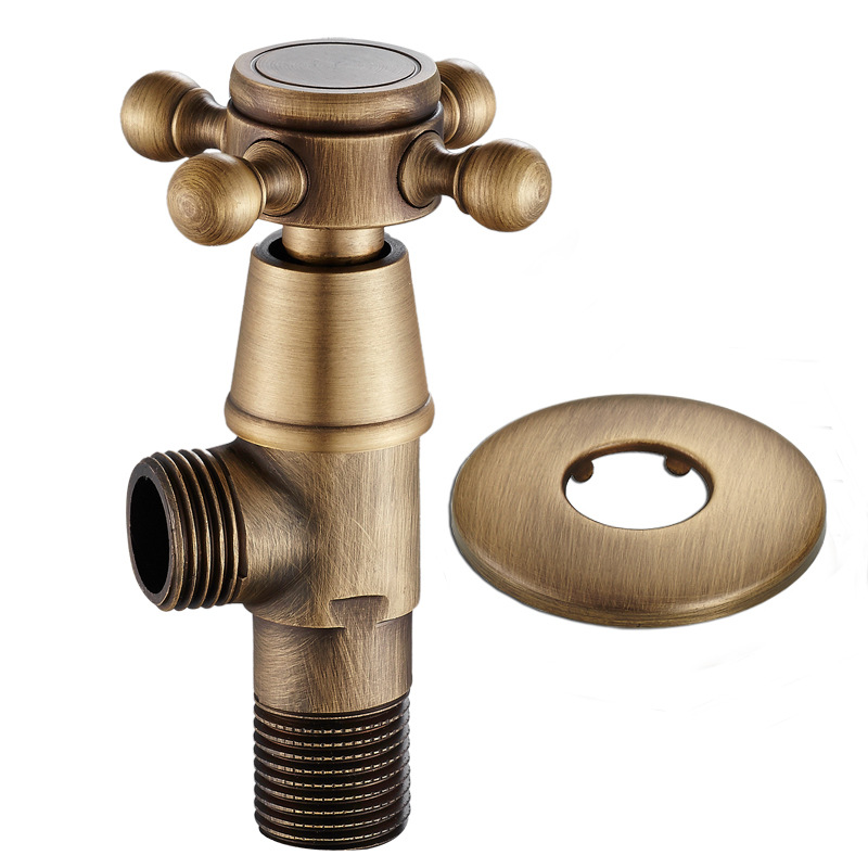 Oubei Sanitary Ware Factory wholesals European-style bathroom hardware, brass, retro color, antique triangular valves and figure-eight valves full figure