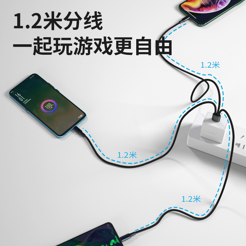 6A Super Fast Charging One Drag Three Data Cable is suitable for Type-c Huawei, Apple and Android three-in-one car charging cable details Picture