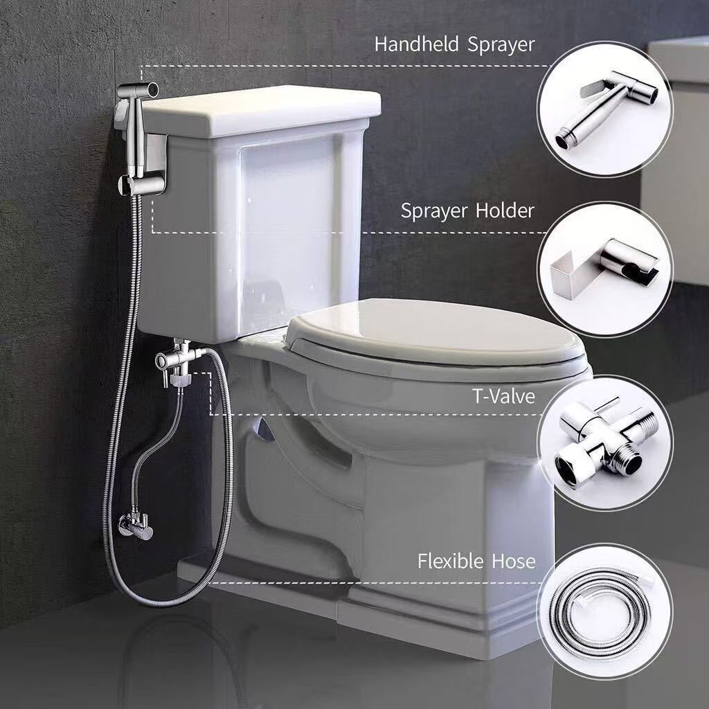 Household toilet companion, one-inlet and two-outlet triangular valve, bathroom feminine wash, high-pressure booster spray gun, water gun Application Scenario