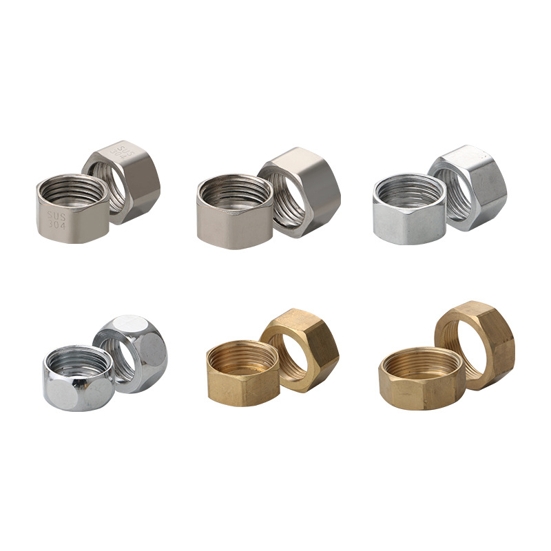 Stainless steel corrugated pipe special nuts, copper nuts, 4-inch, 6-inch nuts, water inlet hose nuts, 304 stainless steel full figure