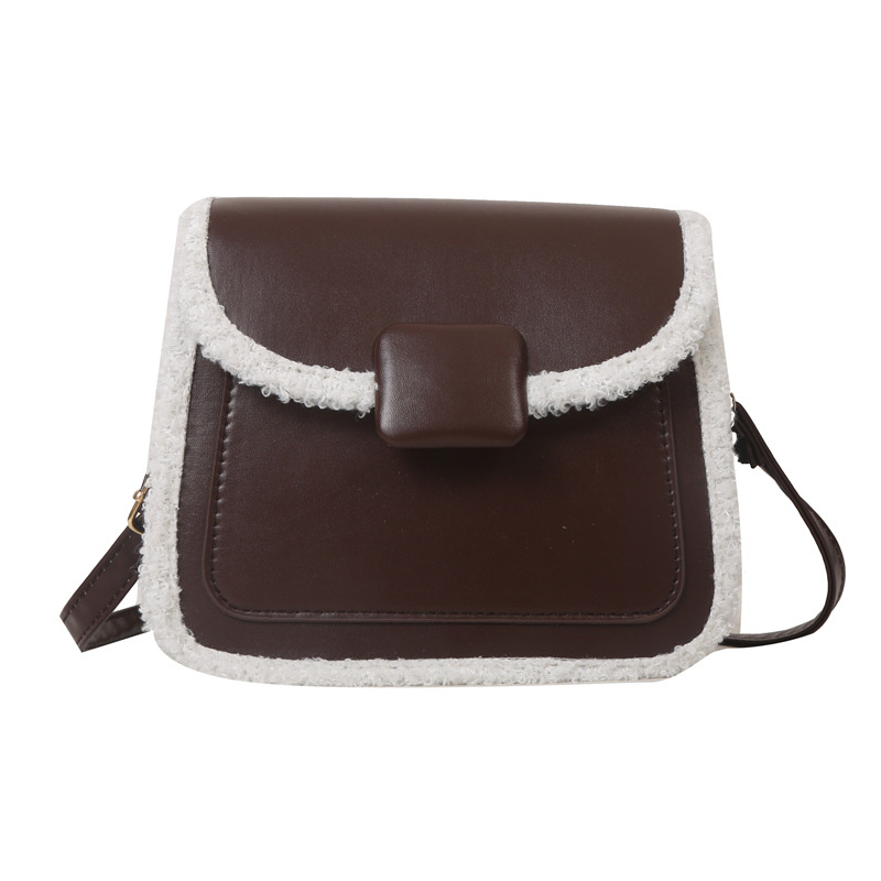 The 2024 new women's bag, a high-end retro small bag with a trendy color contrast, is versatile and stylish. It's a furry crossbody bag and a small square bag Item Picture