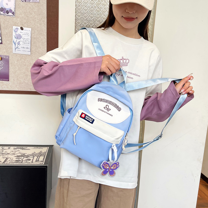 New color-blocking and large-capacity bag for girls, a casual Japanese-style bag for junior high school and high school commuters Specification drawing
