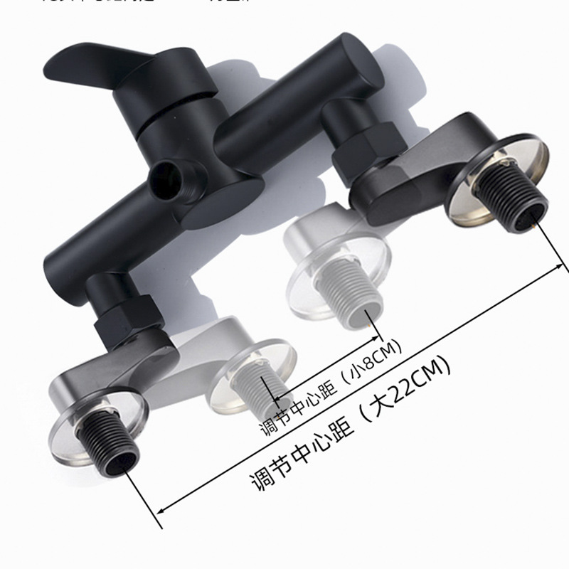 Black shower faucet accessories, shower head widened, variable diameter, curved foot, bent foot, eccentric crank foot, curved Angle, exposed installation converter Application Scenario
