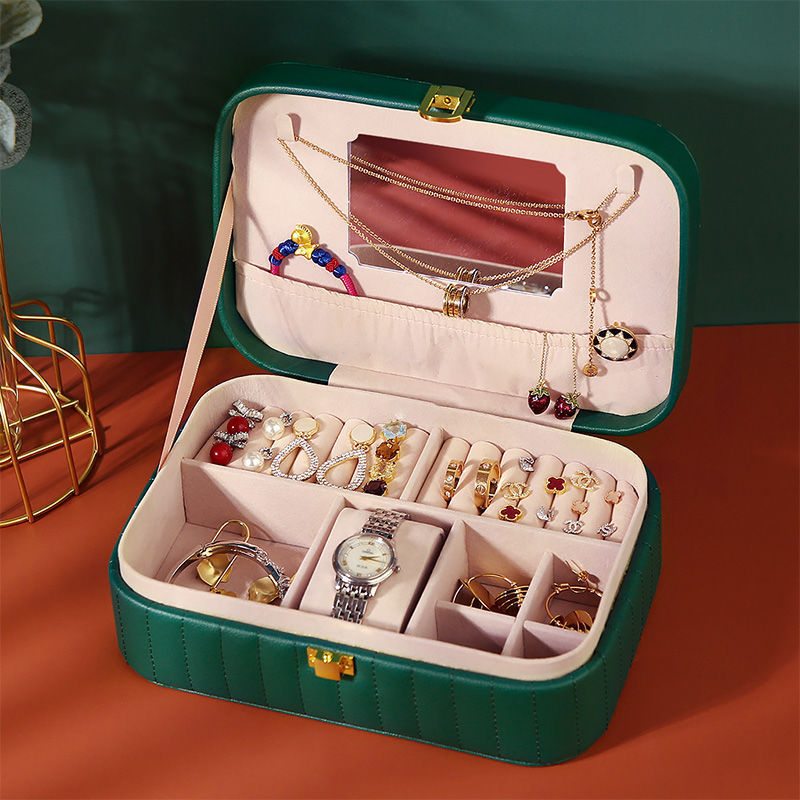 European-style princess jewelry box, convenient large-capacity multi-functional stud earrings, necklaces, accessories, lockable dust-proof storage box details Picture