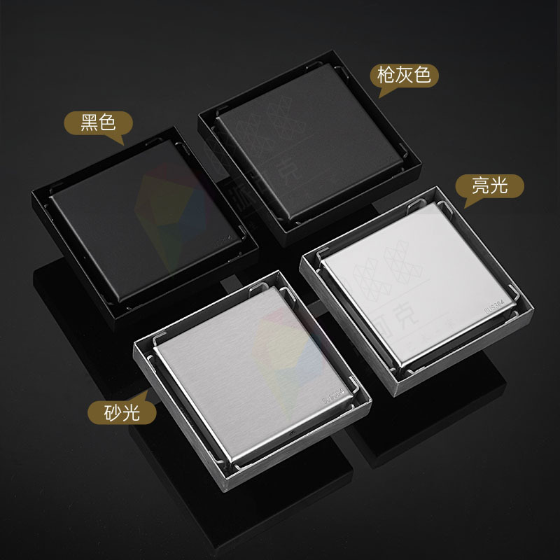 Invisible floor drain, black 304 stainless steel anti-odor hidden floor drain, bathroom hidden floor drain in stock, cross-border details Picture