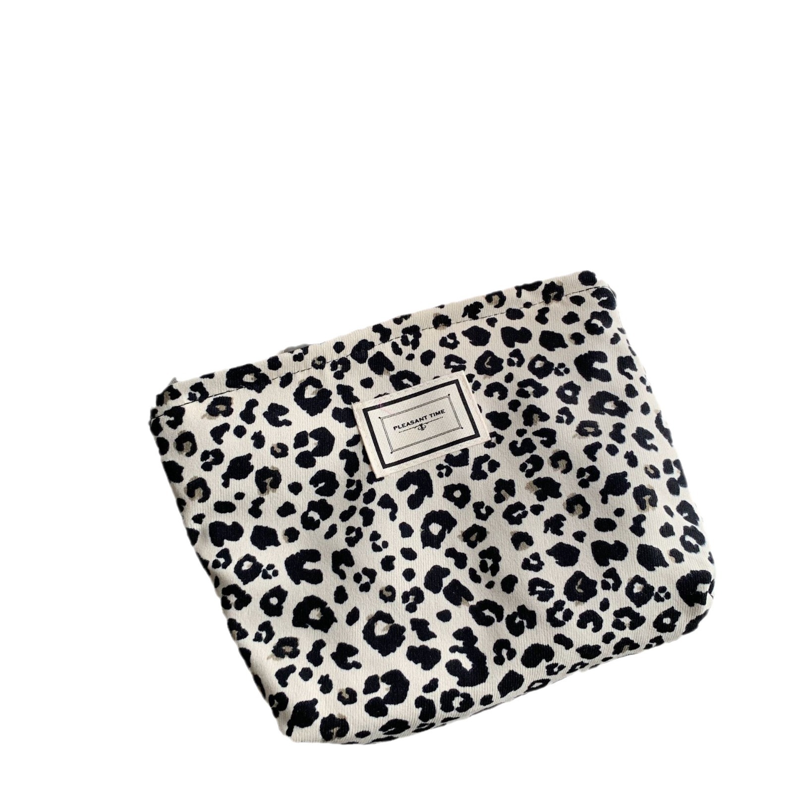 15231 Fashionable little leopard print stylish makeup Bag, portable canvas small phone bag, clutch bag, simple daily storage bag Item Picture