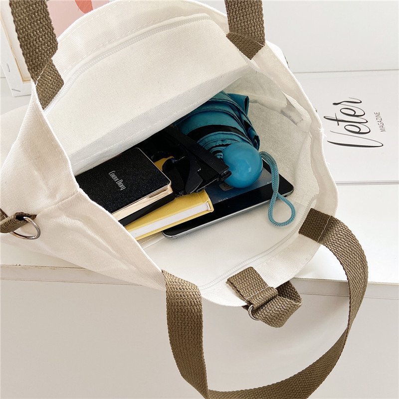 New trendy Korean style ins fashionable and cute large-capacity canvas bag, women's crossbody hand-held cloth bag, student single-shoulder bag Specification drawing