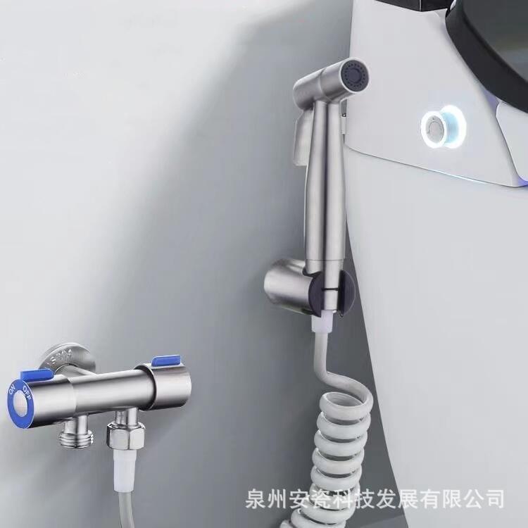304 stainless steel three-way Angle valve, one inlet and two outlets, dual-purpose washing machine water toilet companion spray gun set Specification drawing