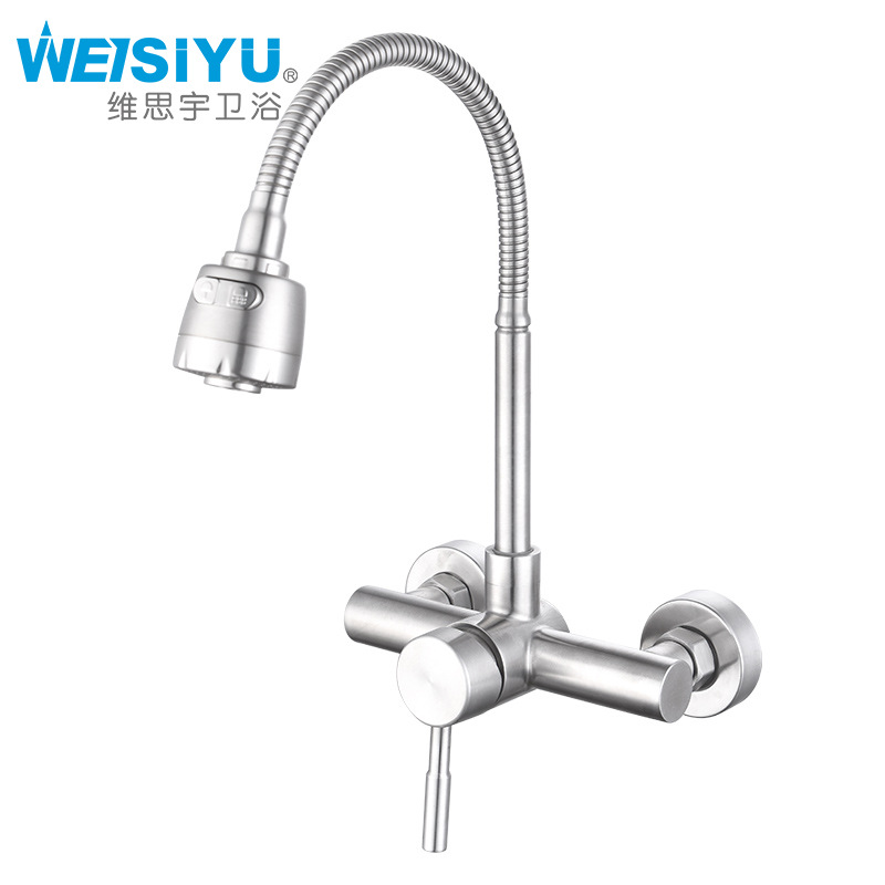 304 stainless steel concealed wall-mounted universal balcony hot and cold water faucet, kitchen hot and cold water faucet, laundry sink faucet Application Scenario