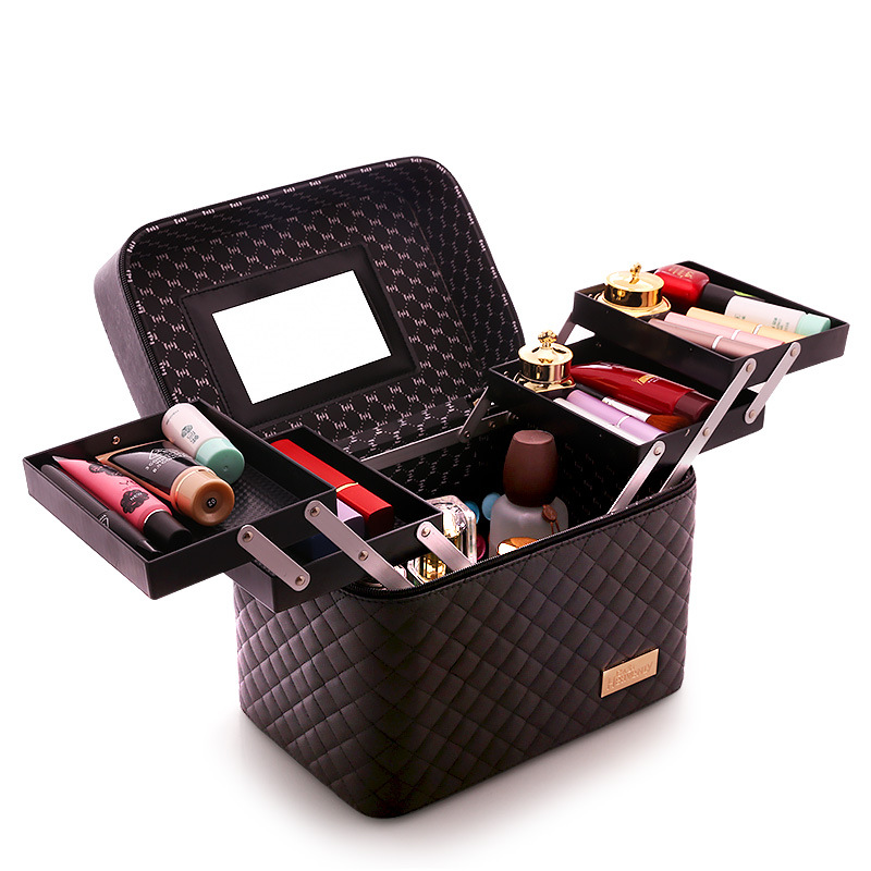 Wholesale of portable makeup bags, large-capacity travel makeup boxes, multi-functional hand-held multi-layer desktop cosmetics storage boxes Application Scenario