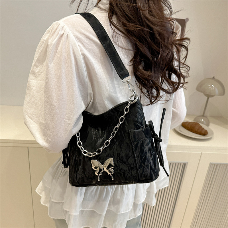 Bow underarm bag for women 2025 Summer New fashionable and casual small square bag, trendy and versatile crossbody bag for women Specification drawing