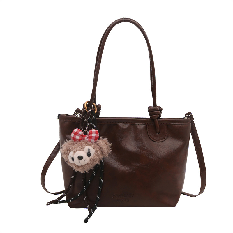 Winter solid-color Tote bag for women, 2024 new single-shoulder fashionable and versatile crossbody bag, high-end hand-held bucket bag Item Picture