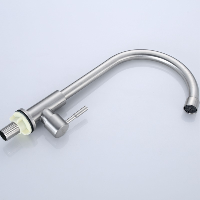 Kitchen single-cooling faucet, stainless steel flat three-way, vertical single faucet, kitchen faucet details Picture