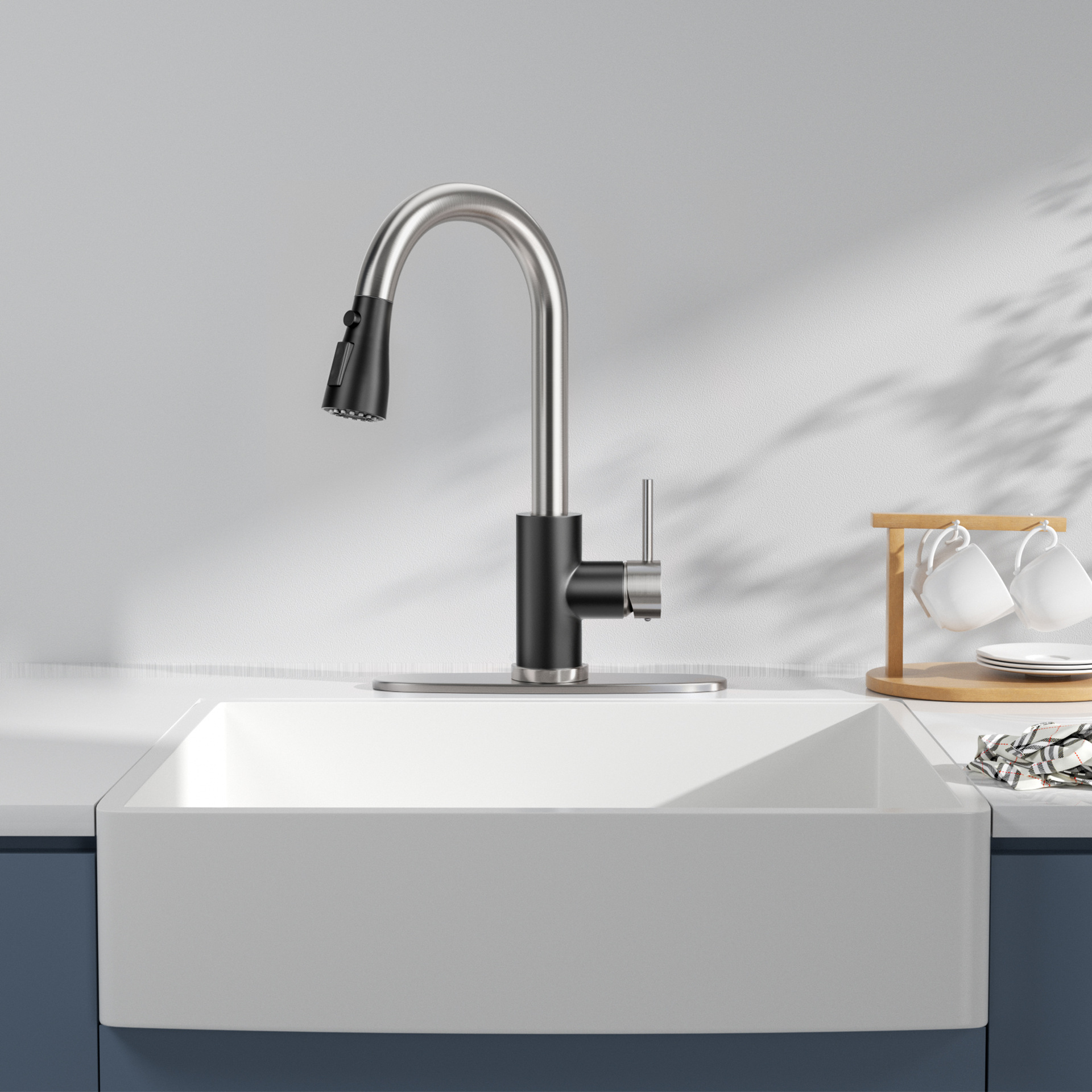 Cross-border kitchen faucet, hot and cold dual-purpose sink, stainless steel, multi-functional, pull-out, rotatable, extendable and splash-proof details Picture