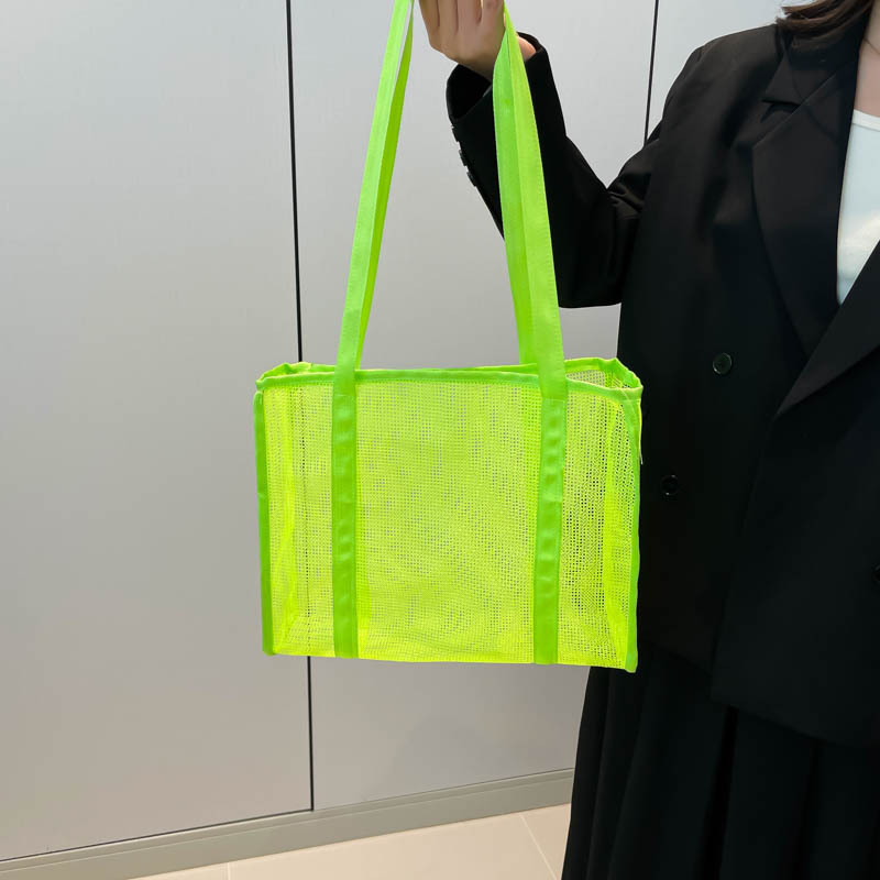 2024 New style mesh large-capacity tote bag, transparent candy-colored single-shoulder tote bag full figure