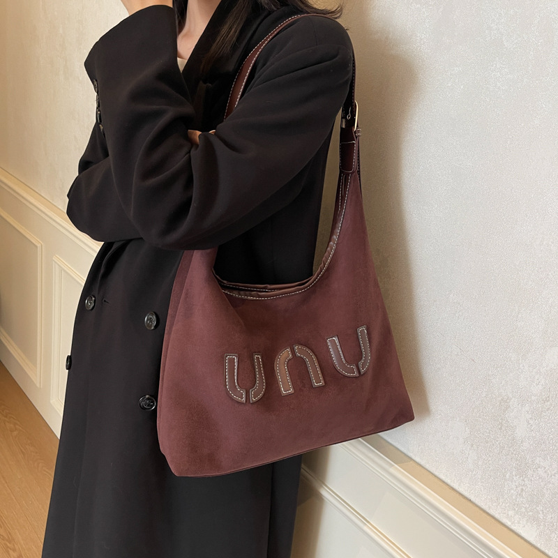 Cross-border casual retro large-capacity bag for women 2024 new autumn and winter, high-end single-shoulder crossbody bag tote bag Specification drawing